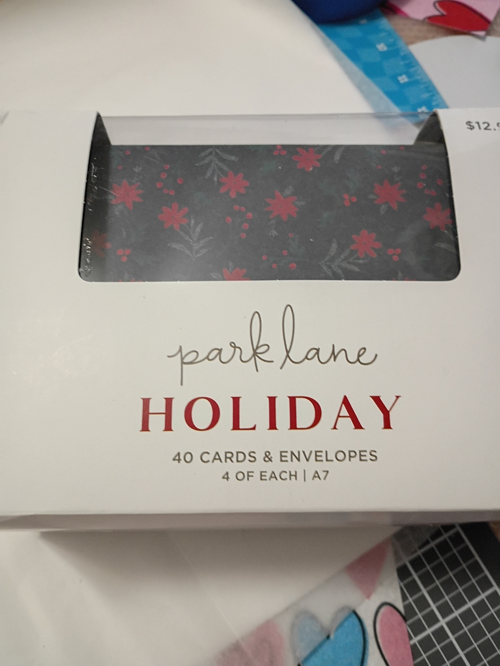 Park Lane Holiday Cards - Red Floral on Dark Background